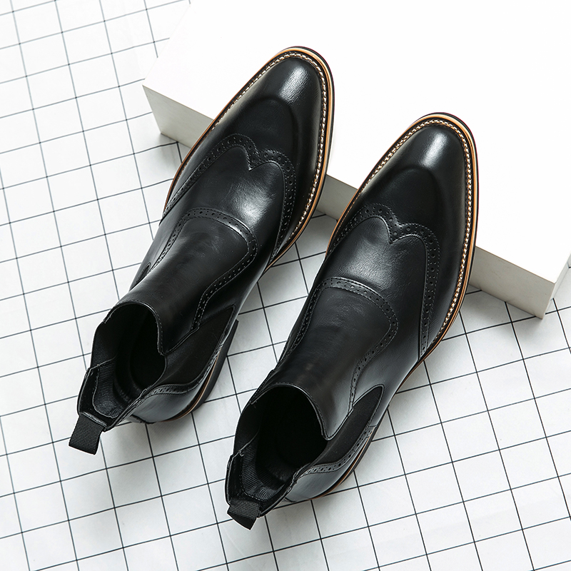 영국 스타일 남성 패션 첼시 부츠, 부드러운 가죽 조각 - Men Formal Wear With Boots 리뷰 및 가격