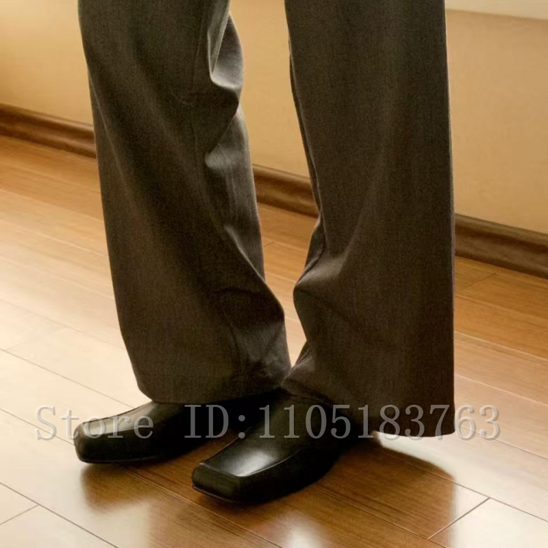남성용 블랙 가죽 스퀘어 토 로퍼 클래식 정장 및 캐주 - Formal Men Daily Wear Footwear 리뷰 및 가격