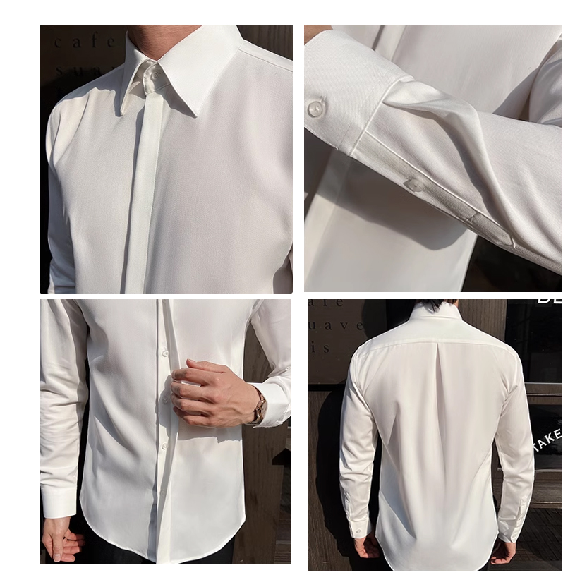 남성용 흰색 긴팔 드레스 셔츠 - 슬림하고 편안한 원단 - Men Formal Wear Modern 리뷰 및 가격