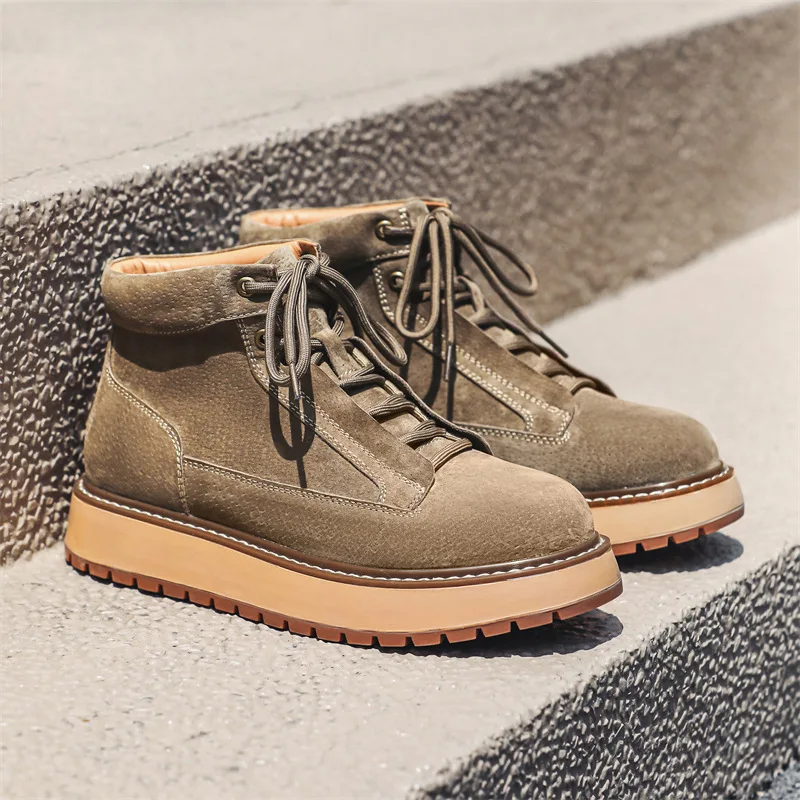 새로운 가을 겨울 수제 소가죽 스웨이드 남성용 아웃도어 - Men Formal Wear With Boots 리뷰 및 가격